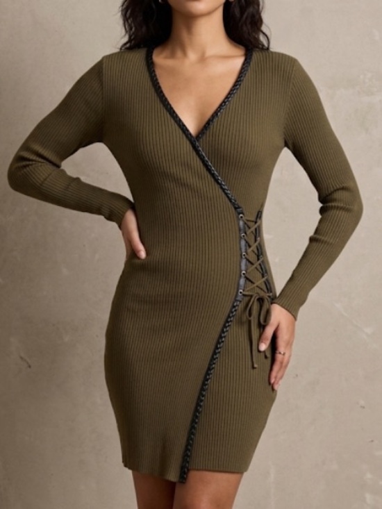 Say What? Dresses & Skirts - Say What? Green Long Sleeve Wrap Dress